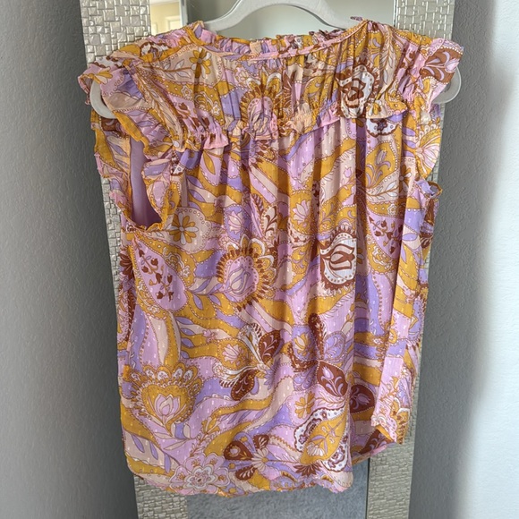 Maison D'Amelie Anthropologie Women's Floral Tie Neck Blouse Top Size Medium - Picture 5 of 5